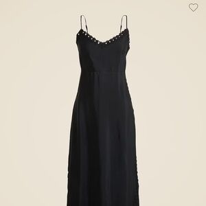 J. Crew “Natasha” Black crochet-trim slip dress